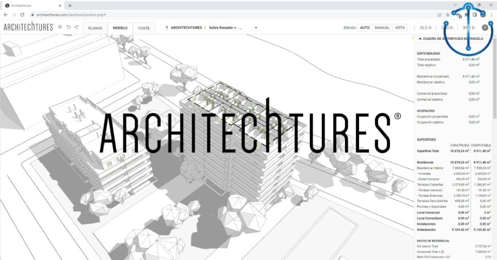 Logo and working environment of ARCHITEChTURES, AI tool for Architects