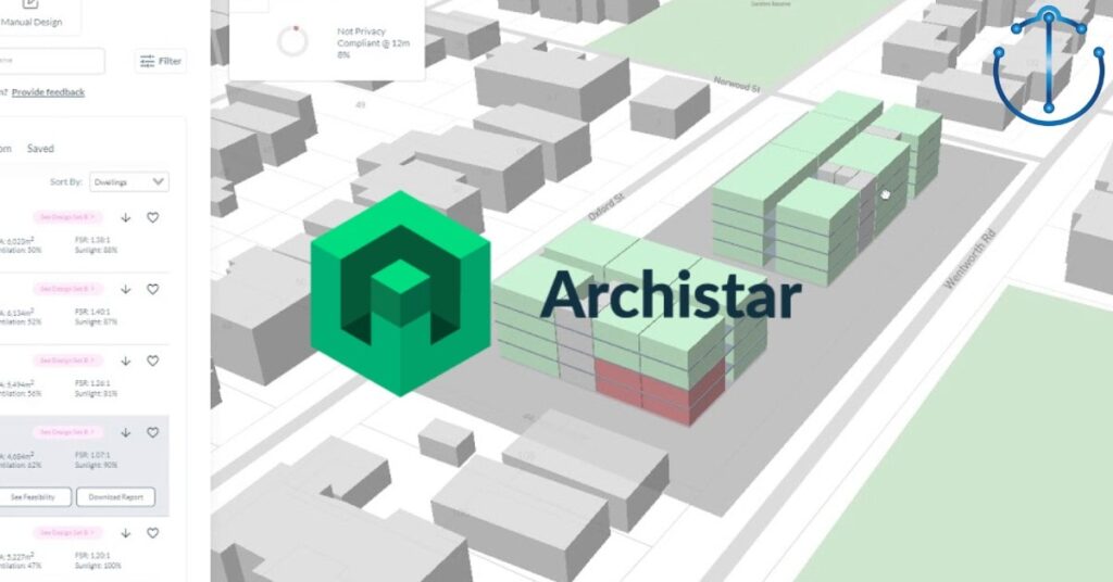 Logo and working environment of Archistar, AI tool for Architects