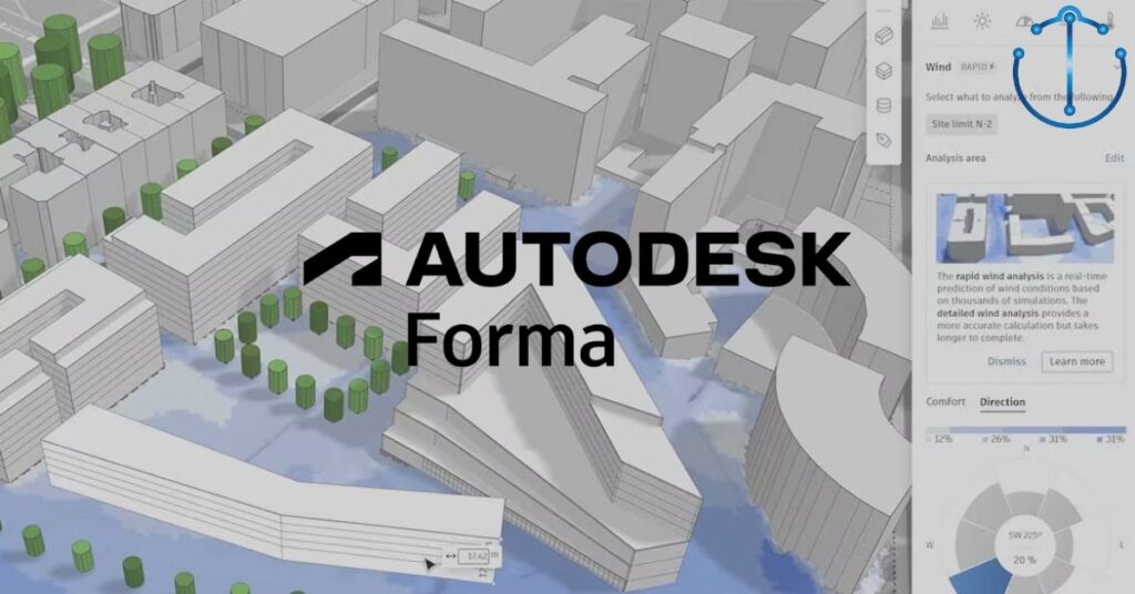 Logo and working environment of Autodesk Forma , AI tool for Architects