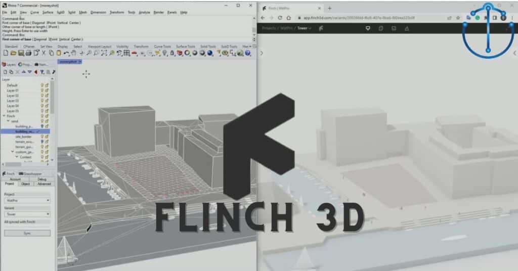 Logo and working environment of Finch 3D, AI tool for Architects