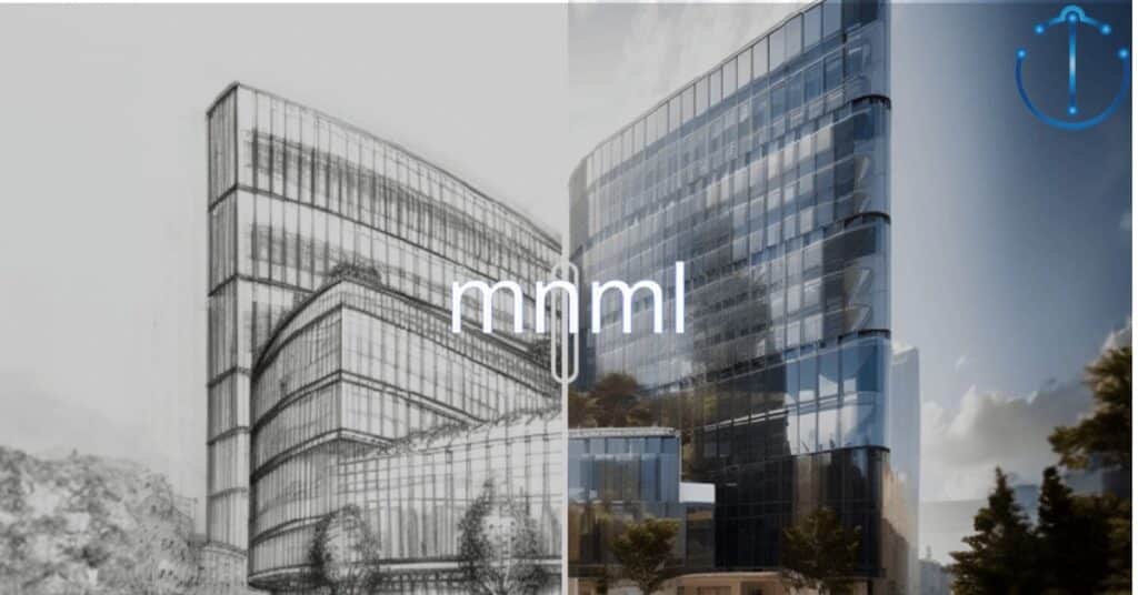 Logo and working environment of MNML.ai, AI tool for Architects