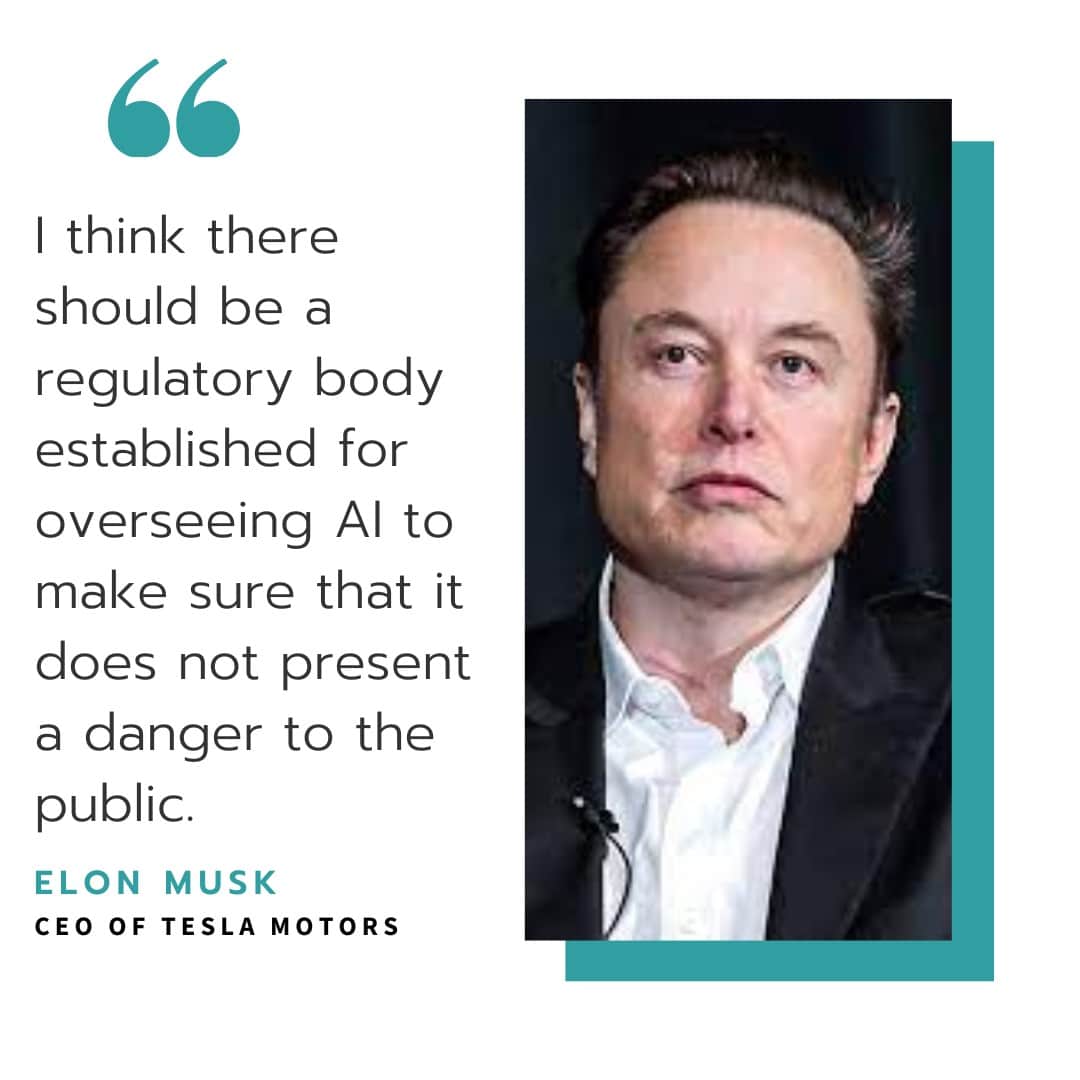 Elon Musk's quote 'I think there should be a regulatory body established for overseeing AI'